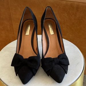 Black Faux Suede Bow Detail Pump